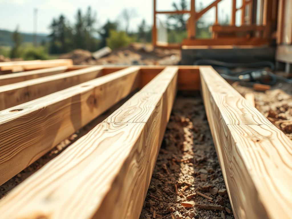 Rastreles y piezas de apoyo antes de colocar la tarima