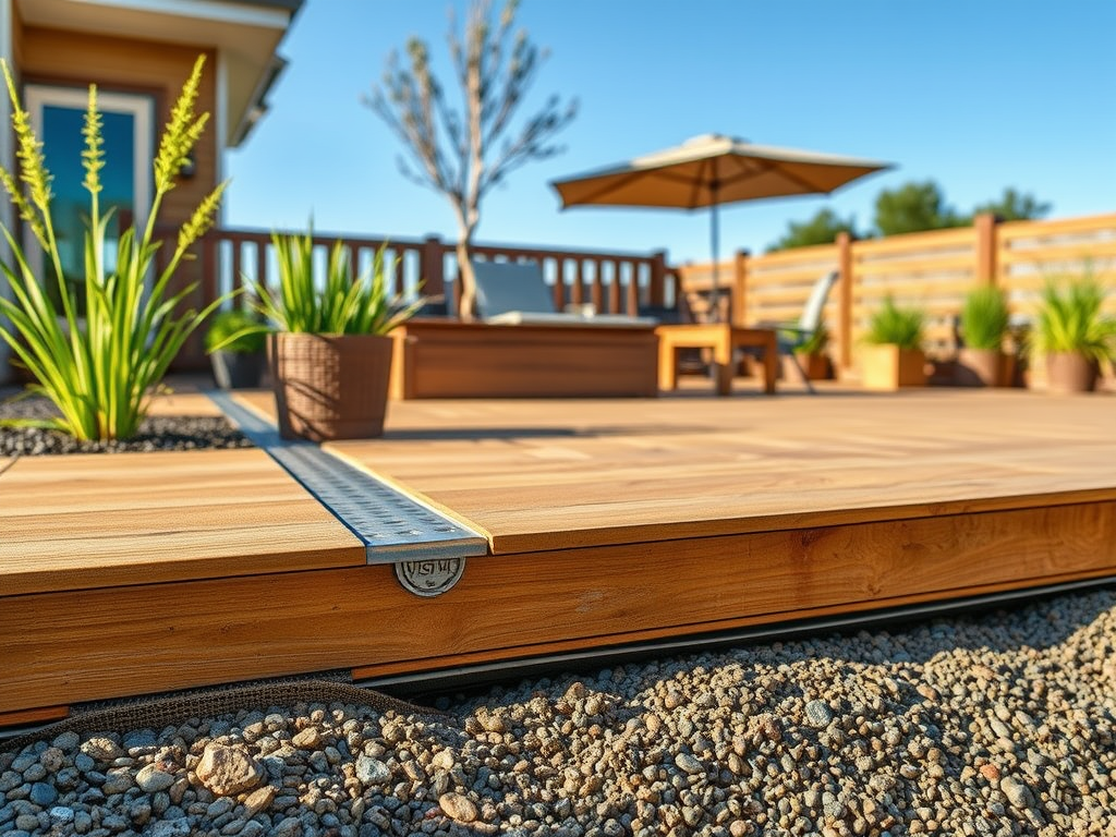 Drenaje y evacuación de agua bajo una tarima exterior